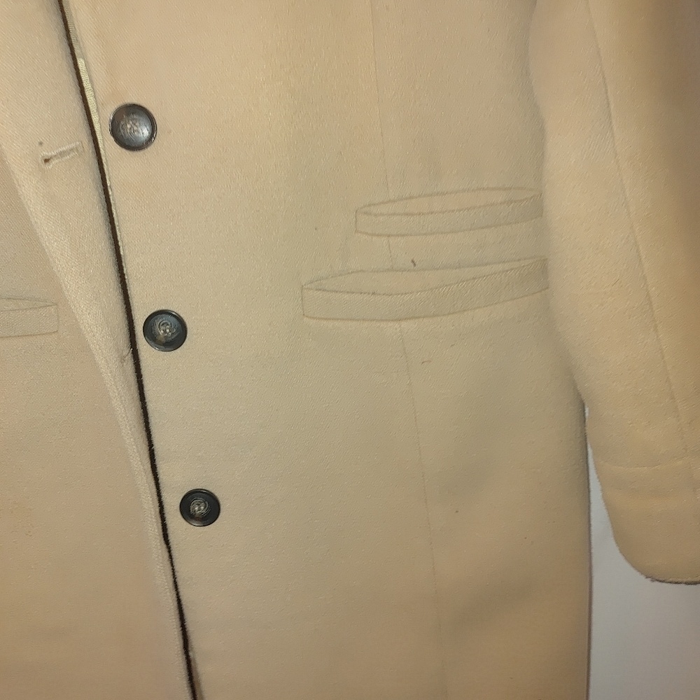 Forever 21 Au Revoir Overcoat Longline Car Coat Neutral Tan Single Breasted‎ - Picture 6 of 12
